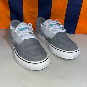 NIKE SB CLUTCH BS BOYS 4Y YOUTH USED GRAY/AQUA TEAL CANVAS SNEAKERS 729826-030